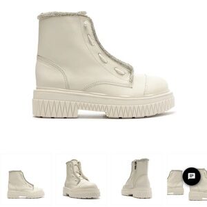 SCHUTZ Amirah Bootie - Beige w/ rhinestones detail